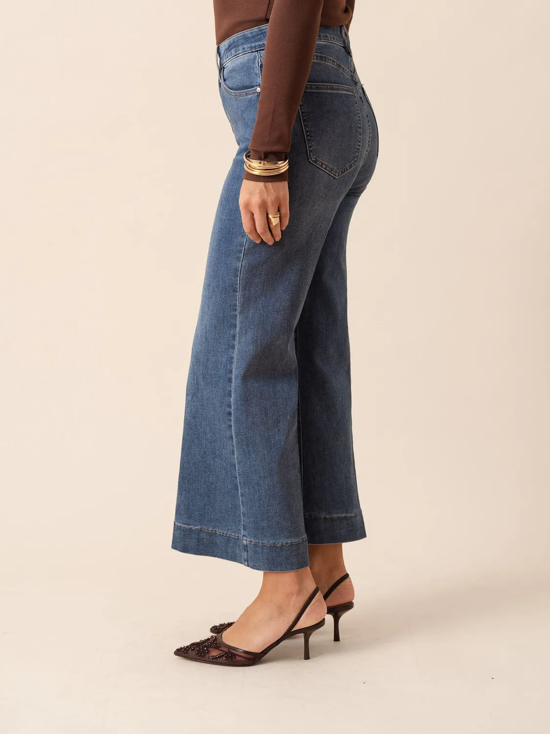 Oraije Windy jeans wide blu scuro petite