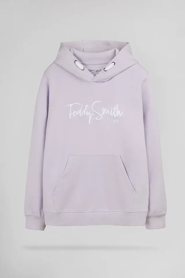 Teddy Smith S-Evry Hoody JR felpa lavanda ragazzo cotone