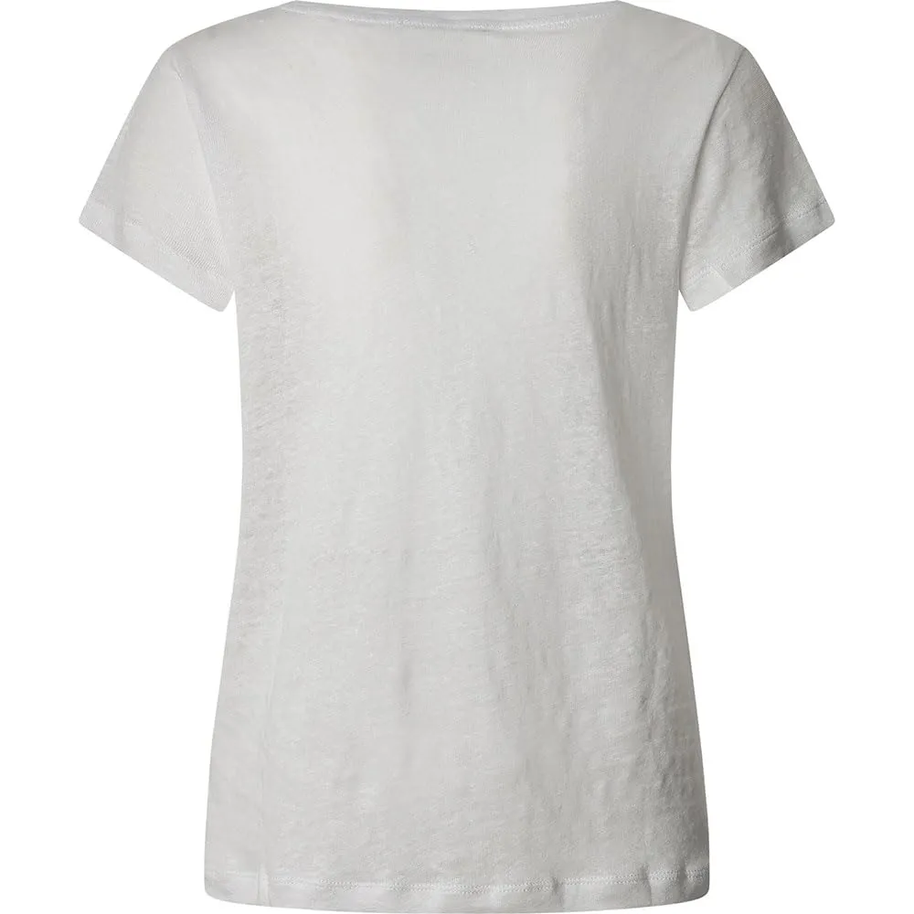 Pepe Jeans Megan V-Neck T-Shirt Donna L Bianco Lino