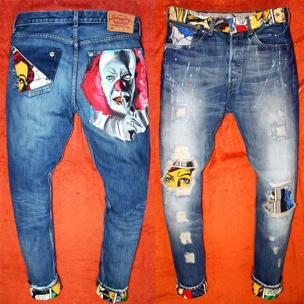 Levi's Vintage Pennywise jeans dipinti a mano IT