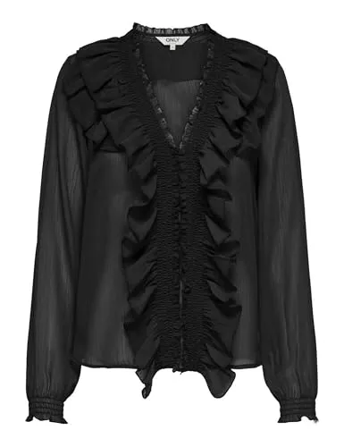ONLY Onlanina Top Donna volant scollo a V tessuto