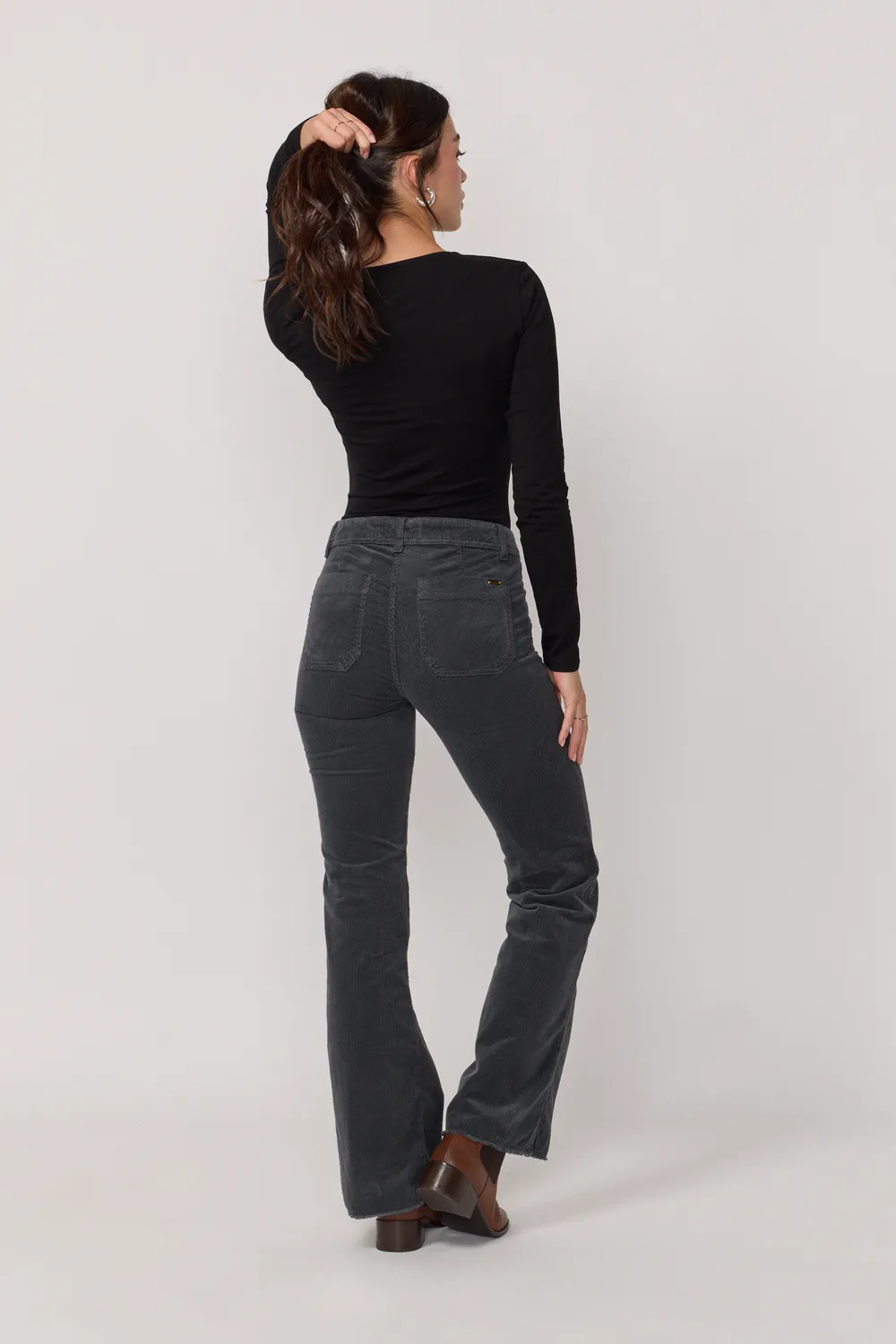 Acquaverde Carlotta Pantaloni Velluto Antracite Cropped