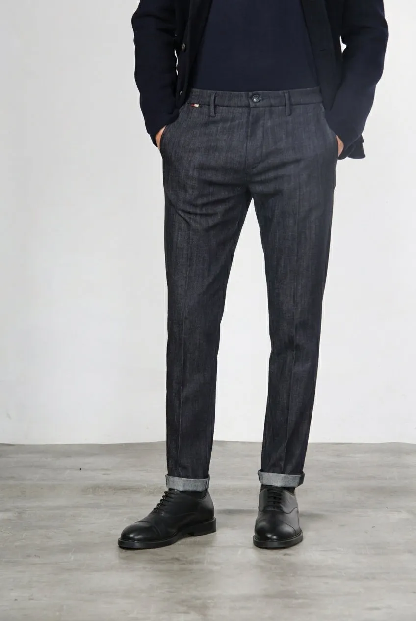 Mason's Osaka pantalone chino uomo blu navy carrot fit