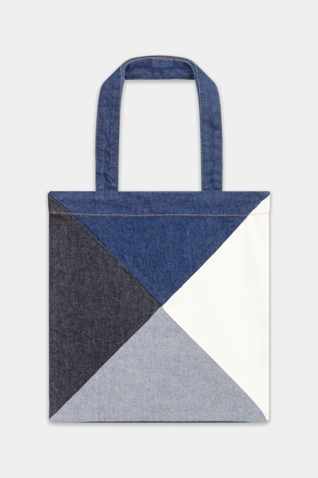 acquaverde Baggy Patchwork borsa Indigo denim