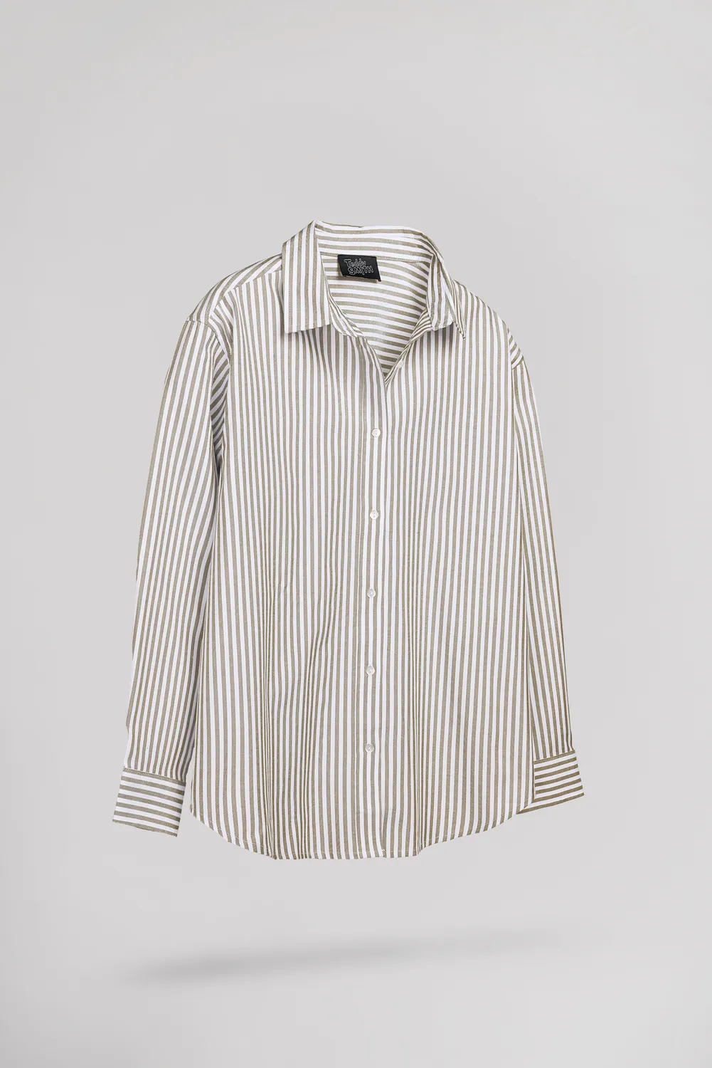 Teddy Smith C-Line ML camicia righe oliva oversize donna