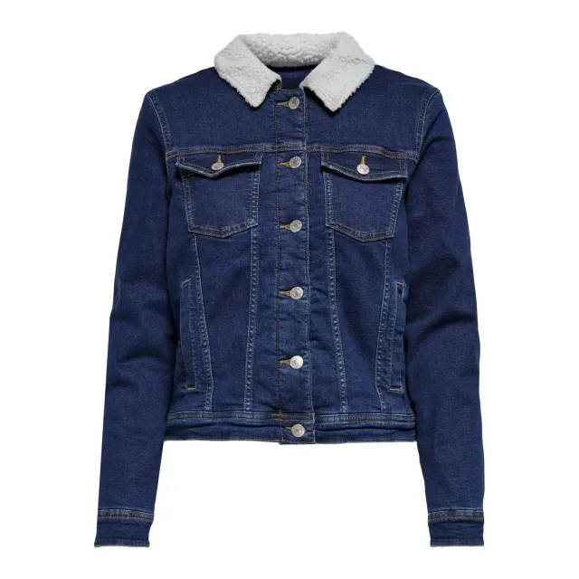 ONLY Onltia giubbotto jeans Teddy con pelliccia caldo