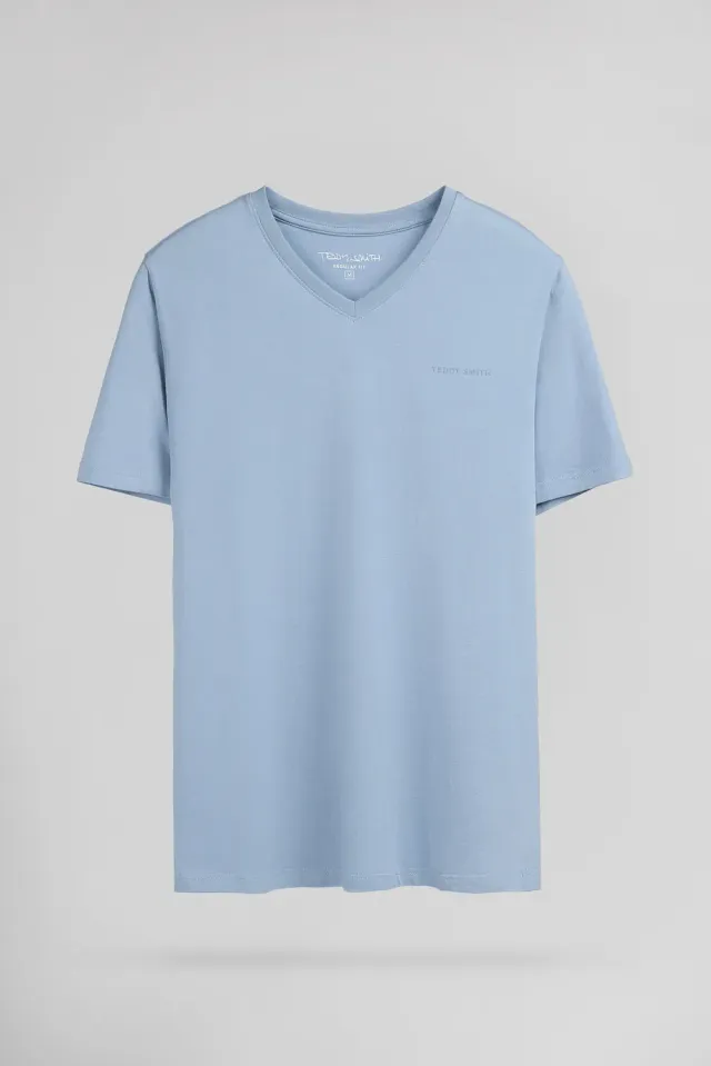 Teddy Smith Tawax 2 T-shirt scollo V blu grigio uomo