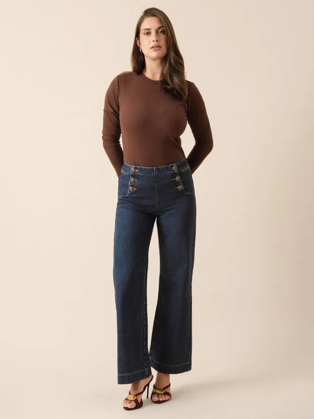 Oraije Victo jeans wide blu scuro alte