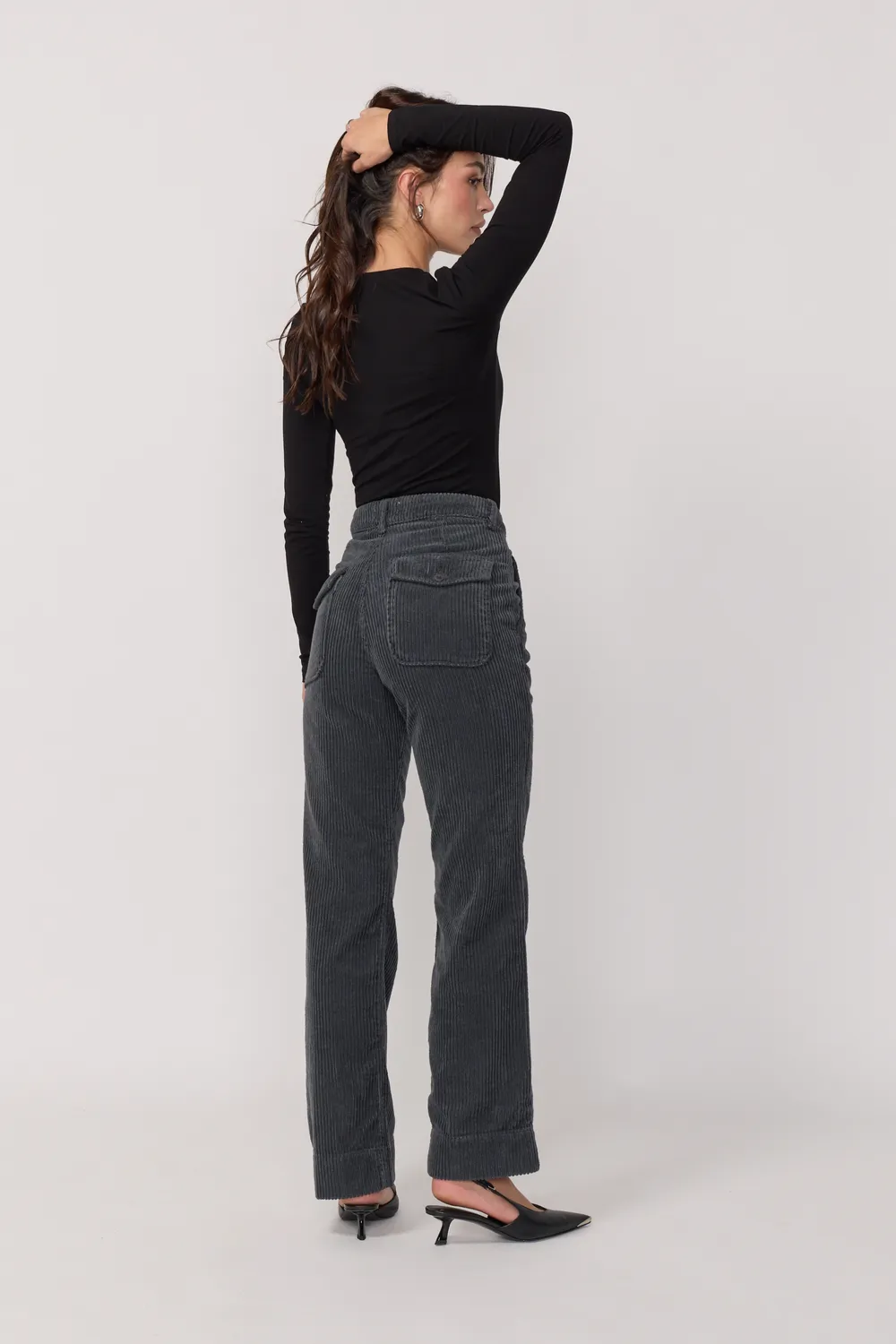 acquaverde Paltrow pantaloni velluto antracite