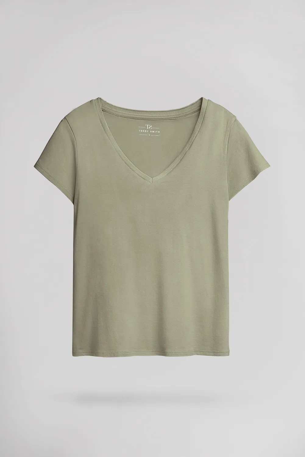 Teddy Smith T-Mia MC t-shirt kaki donna scollo a V