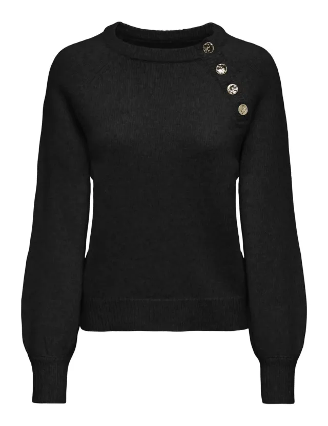 Only Onlemma maglione girocollo S nero a bottoni