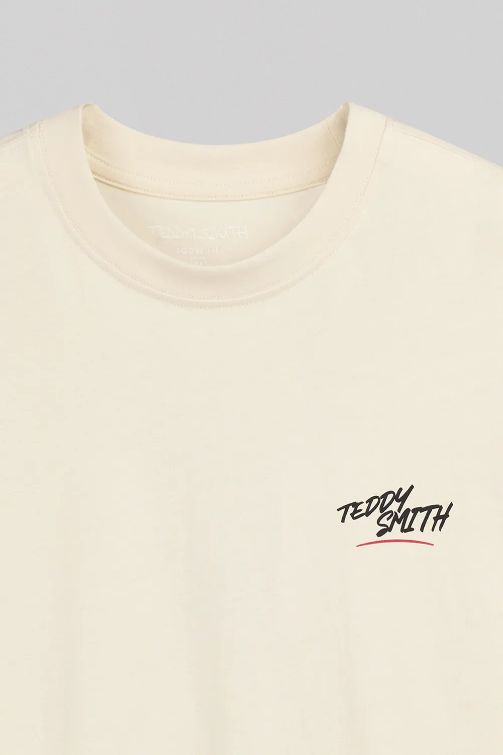 Teddy Smith T-Bigben T-Shirt Uomo Cream Stampa Grafica Cotone