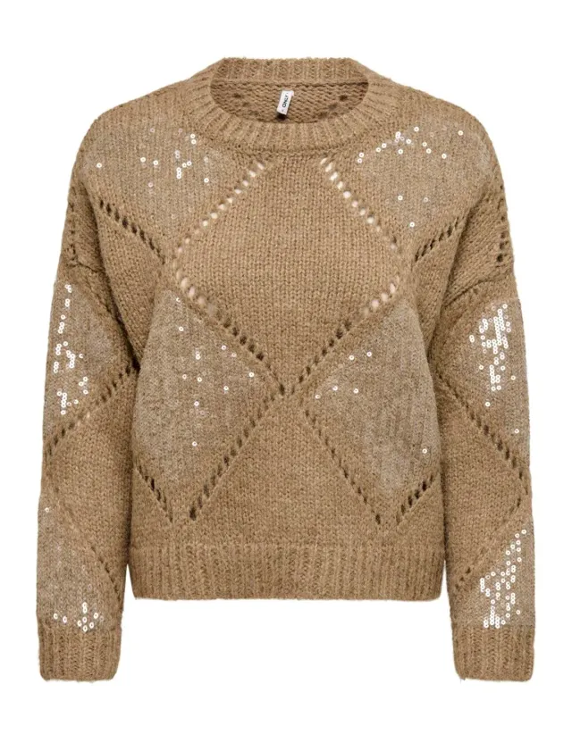 ONLY Onlkansas Life maglione tannin paillettes