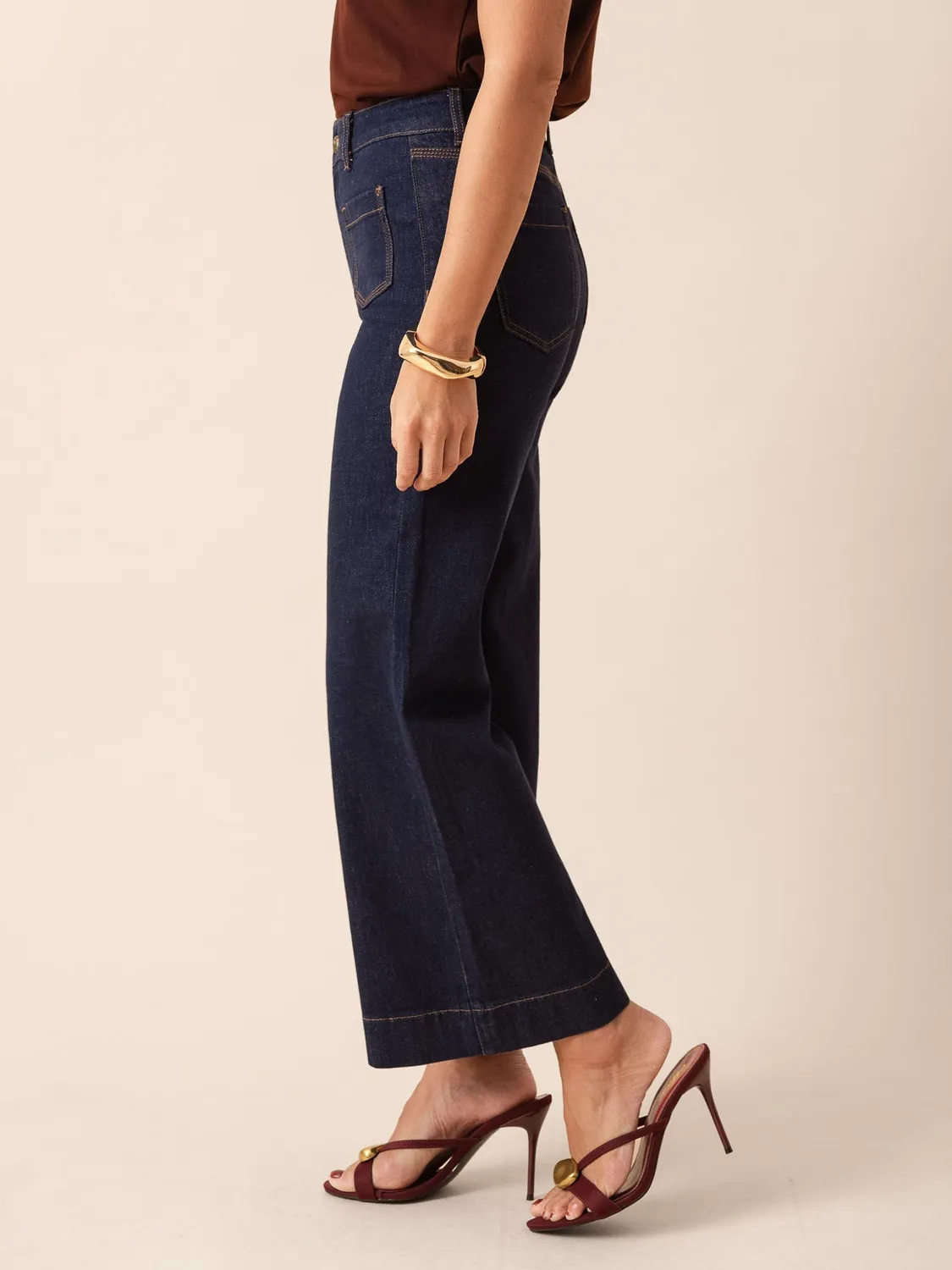 Oraije Gasparette jeans wide grezzo vita cinturata