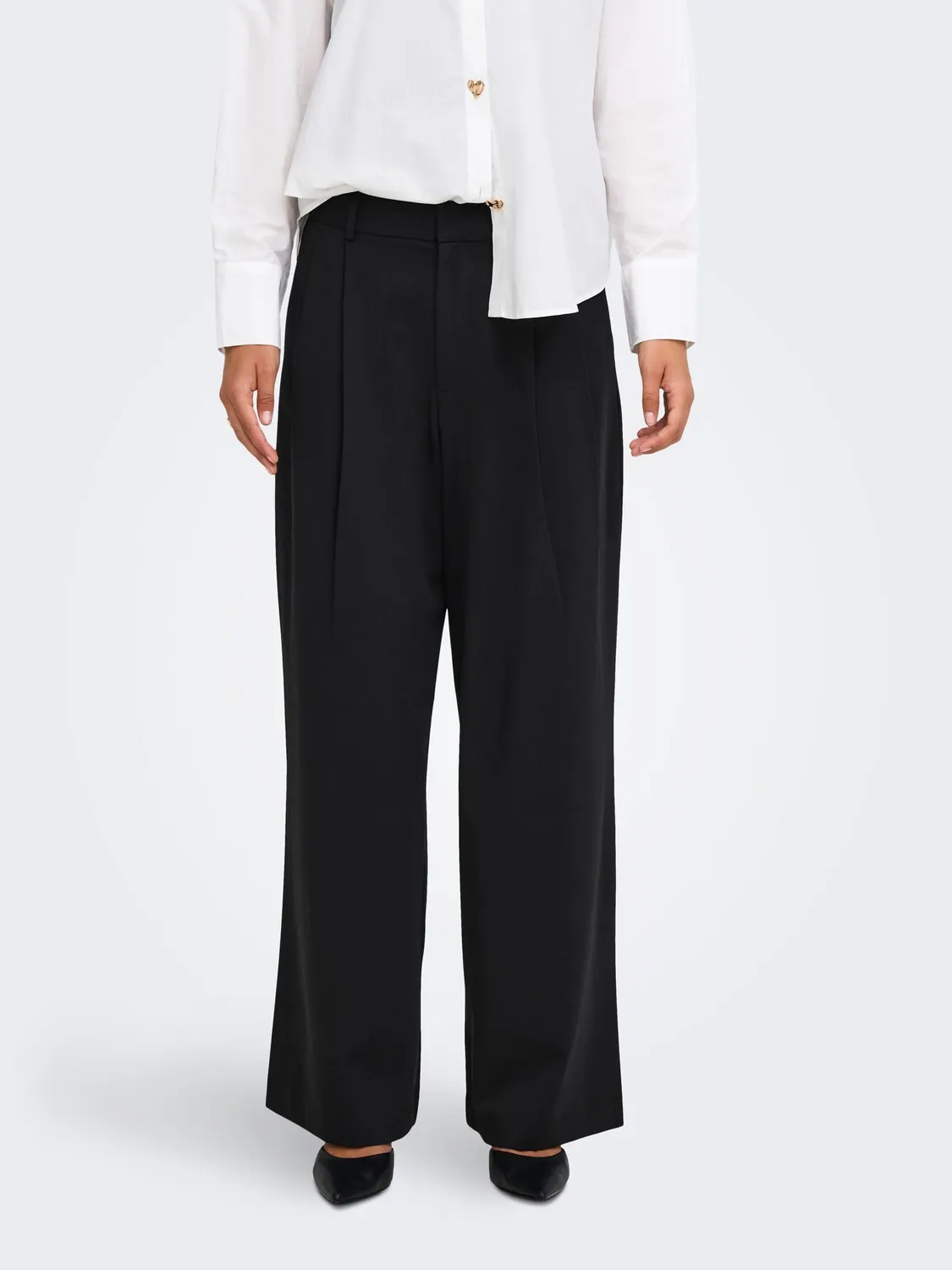 ONLY Onlsonja HW Wide Pleat Pant TLR pantalone nero