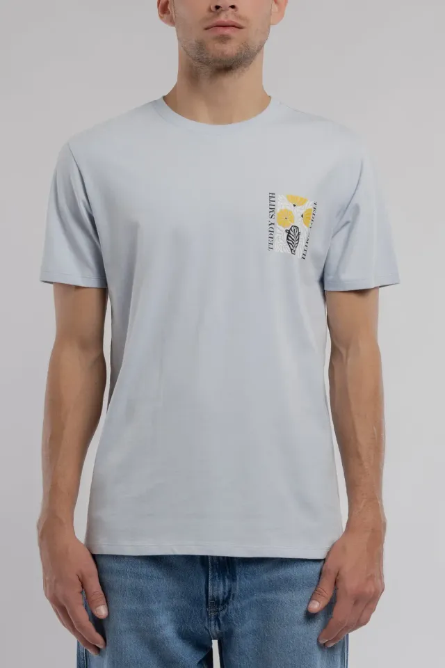 Teddy Smith T-Panorama MC t-shirt uomo azzurra stampa petto