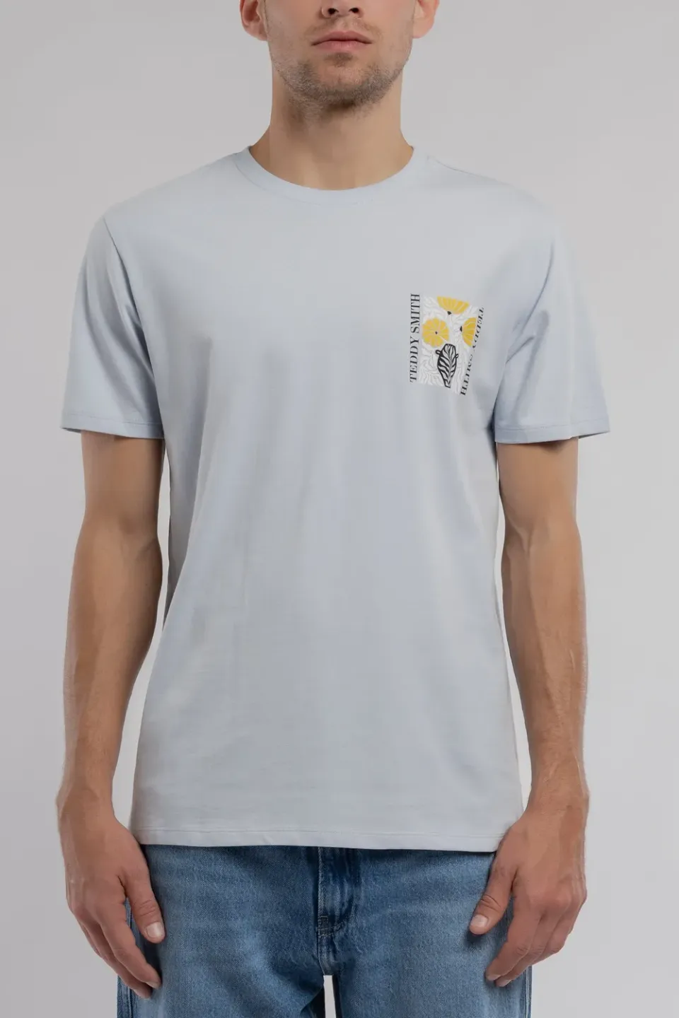 Teddy Smith T-Panorama MC t-shirt uomo azzurra stampa petto