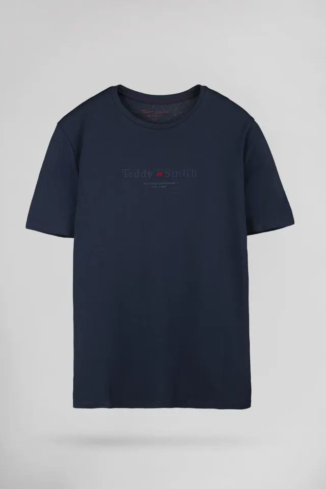 Teddy Smith T-Jim MC T-Shirt Total Navy Cotone Uomo