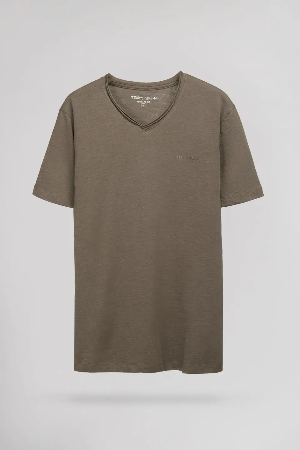 Teddy Smith T-Gildas MC t-shirt scollo V kaki slub