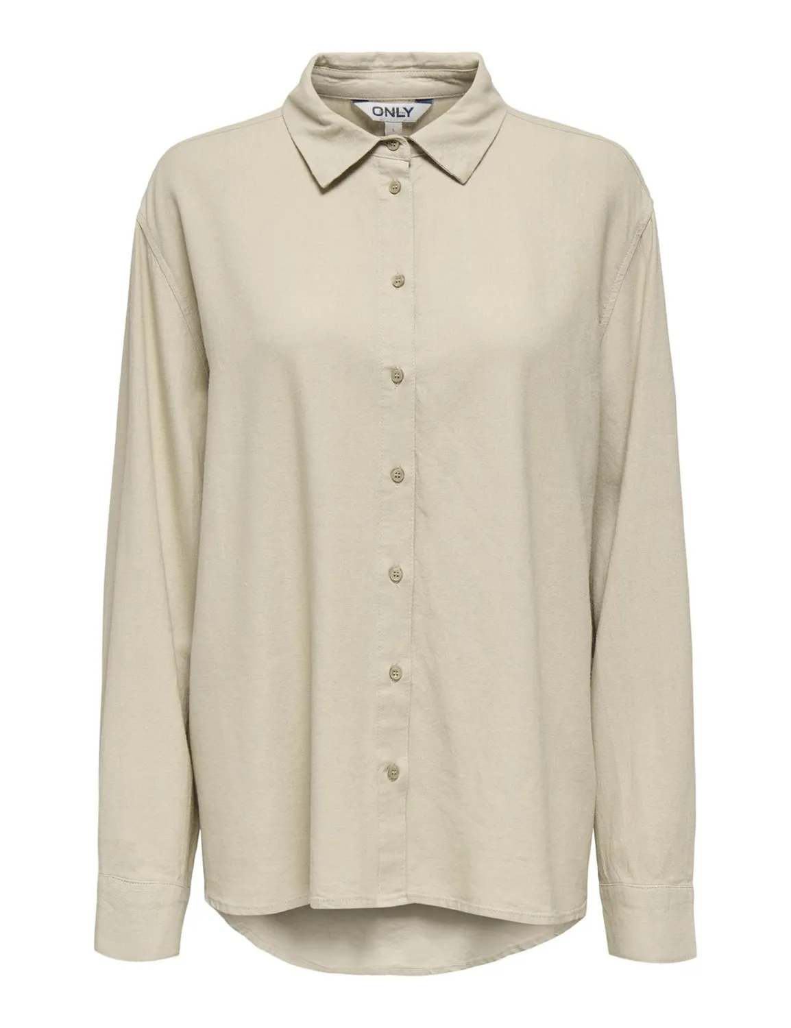 ONLY Onlgoa Lino camicia donna manica lunga verde