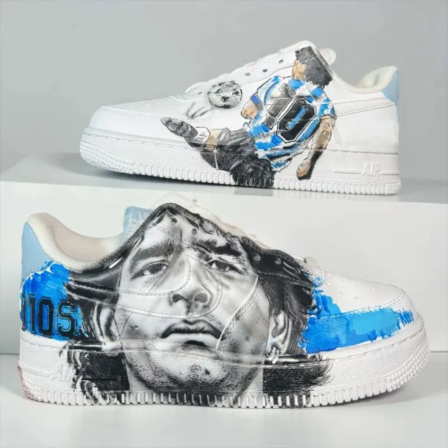 Nike Air Force 1 Maradona sneakers dipinte a mano calcio