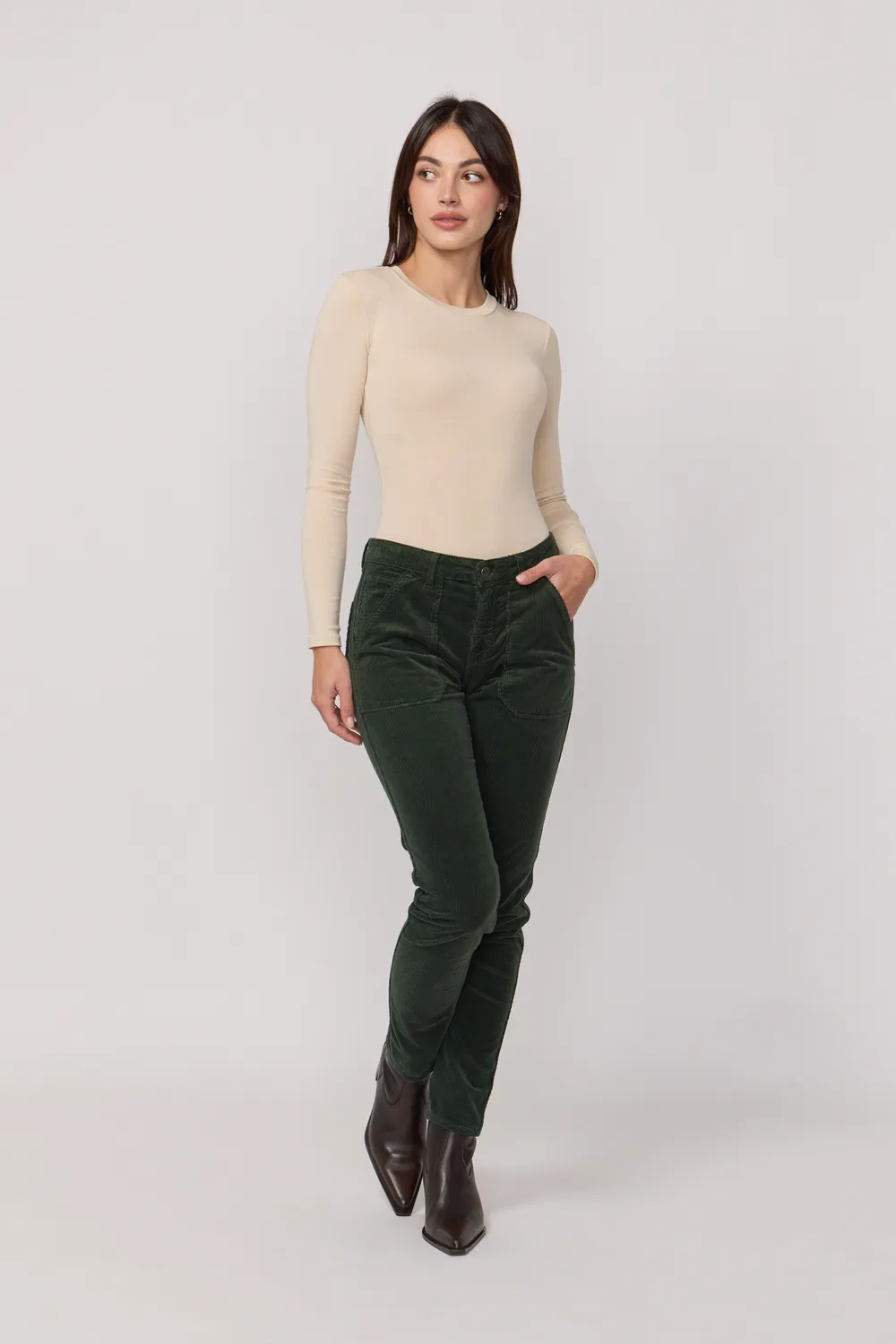 Acquaverde Pierce pantaloni velluto English Green