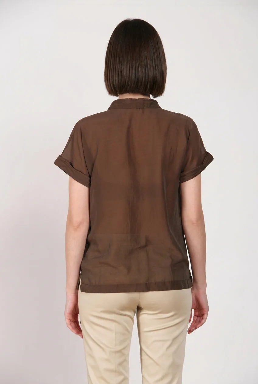 Mason's Natalie camicia marrone cotone seta