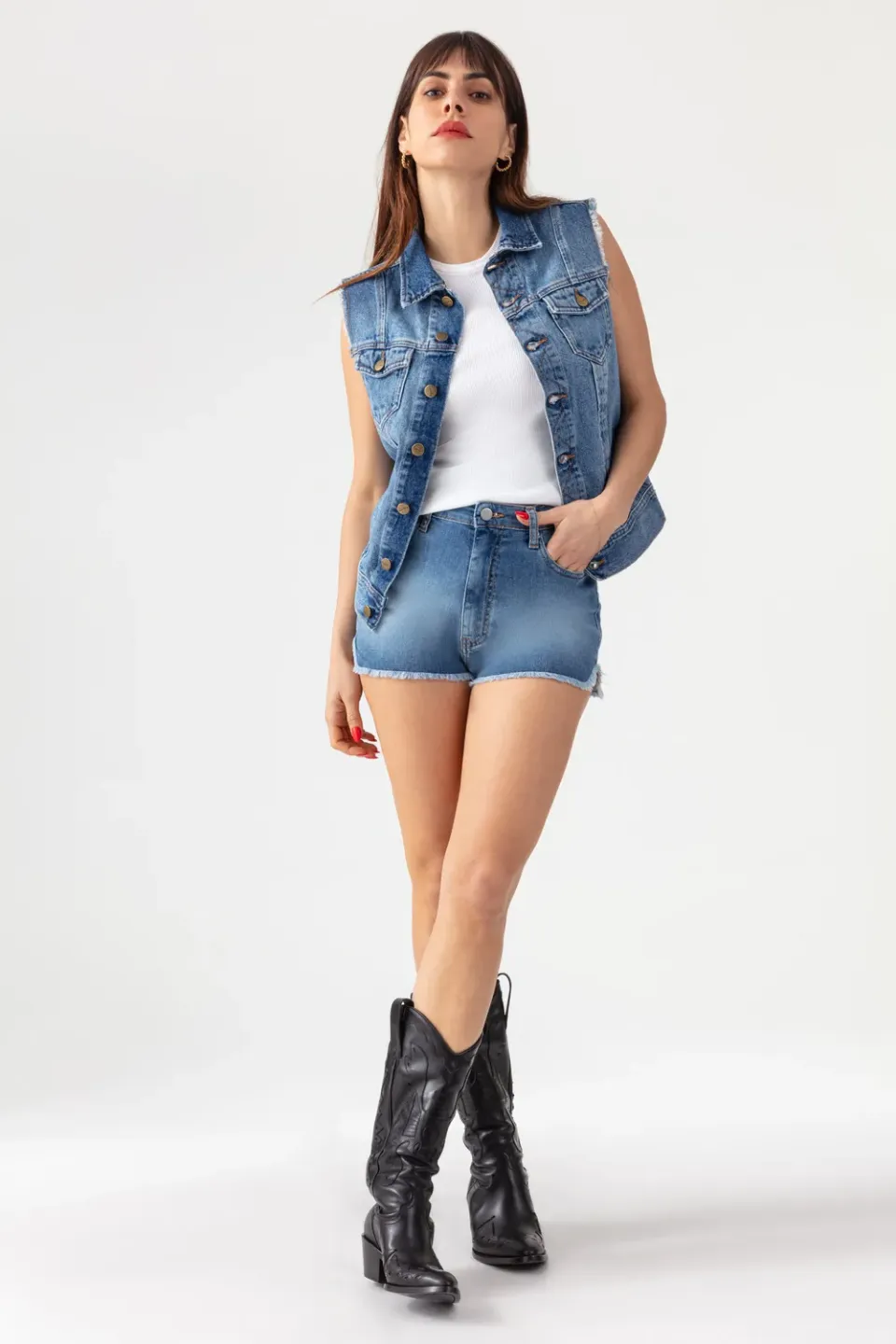Acquaverde Loris Worn gilet jeans senza maniche