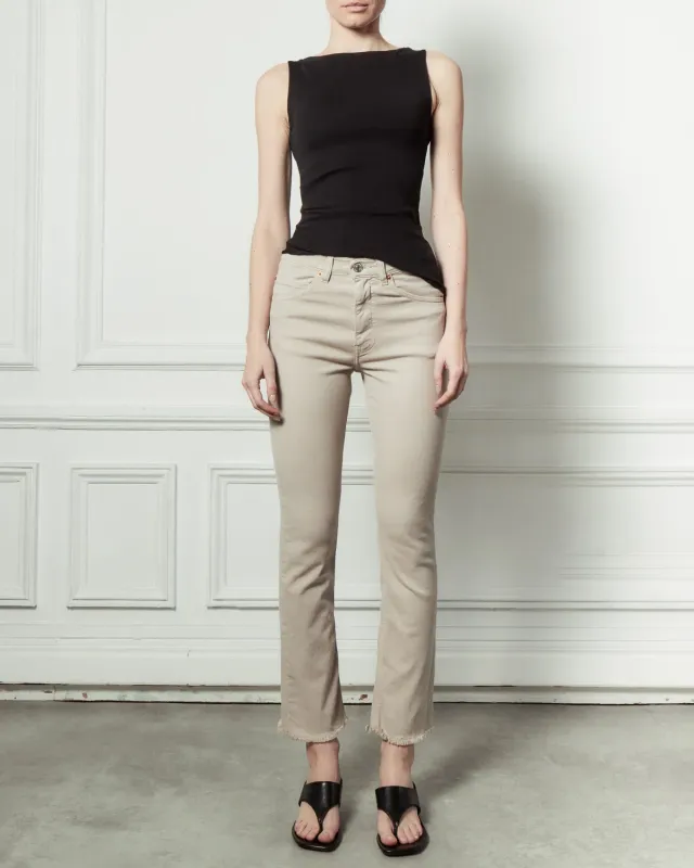 Acquaverde Cara pantalone bootcut beige frangé