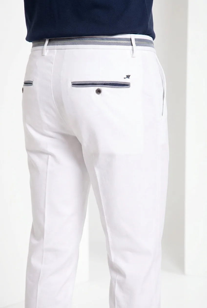 Mason's Torino Elegance chino uomo bianco cotone lyocell