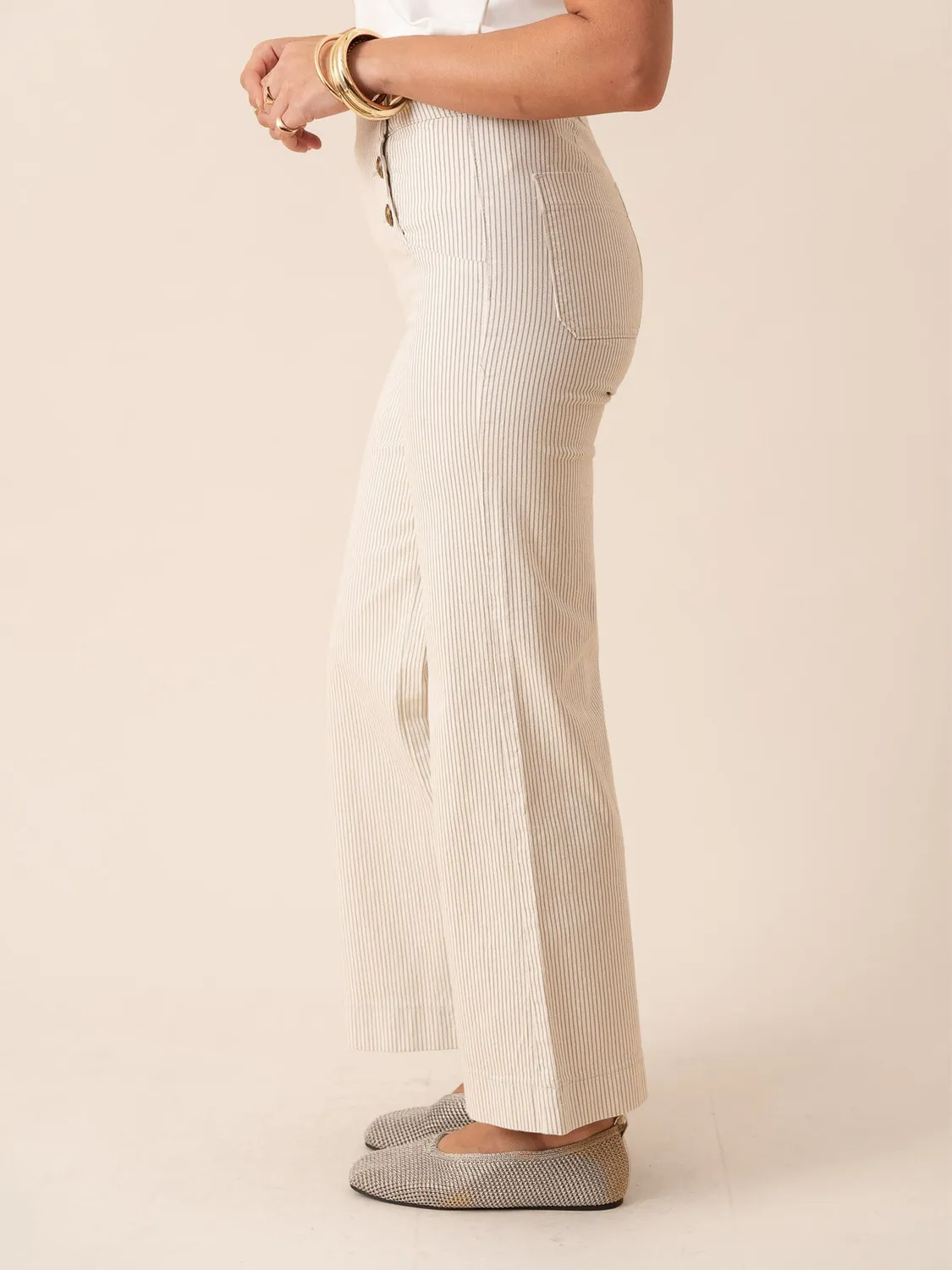 Oraije Victorine jeans wide donna verde a righe