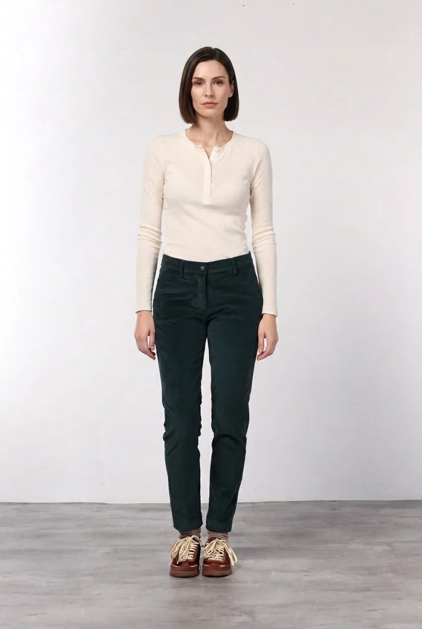 Mason's New York Slim pantalone chino verde scuro velluto