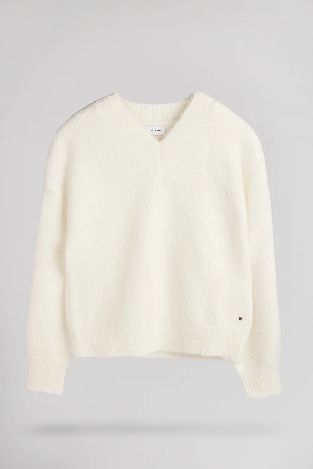 Teddy Smith P-Keith Middle White maglione scollo V panna