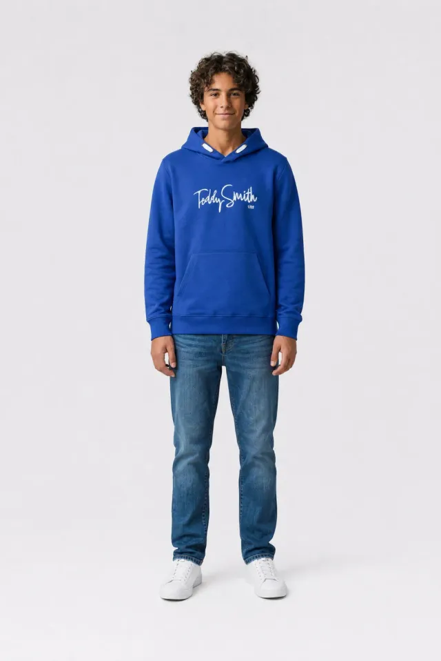 Teddy Smith S-Evry Hoody JR felpa bambino blu peps cotone