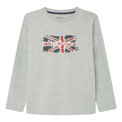 Pepe Jeans Clag LS Jr T-Shirt Bambino 10 Anni Stampa Bandiera