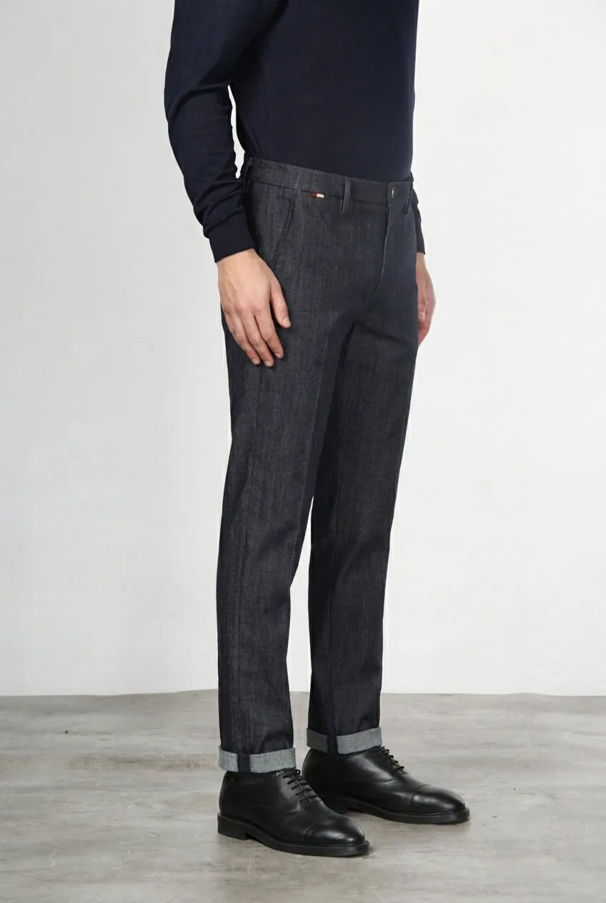 Mason's Osaka pantalone chino uomo blu navy carrot fit