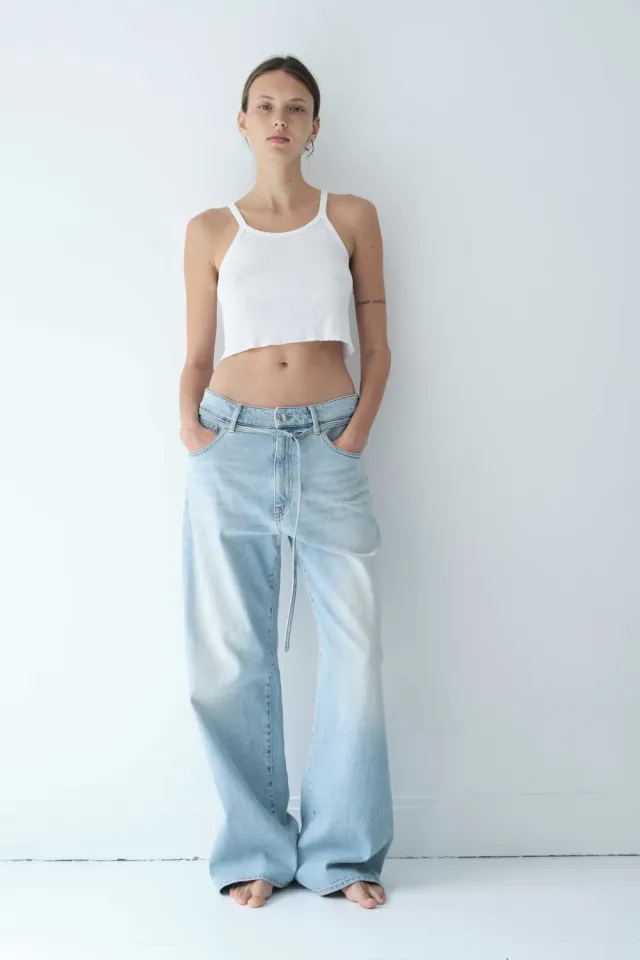 Acquaverde Bronx Used Bleached jeans mom vita alta