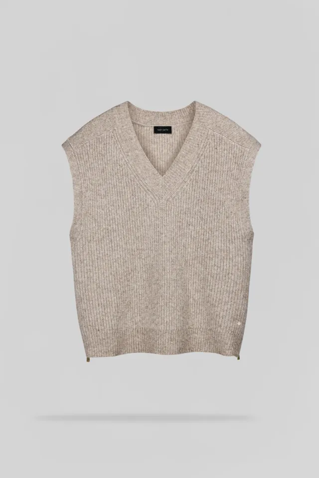 Teddy Smith P-Milo Chocolat Gilet Donna Scollo V Zip