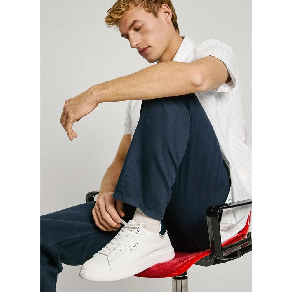 Pepe Jeans Eaton One Sneakers Uomo Pelle Bianche 44 EU