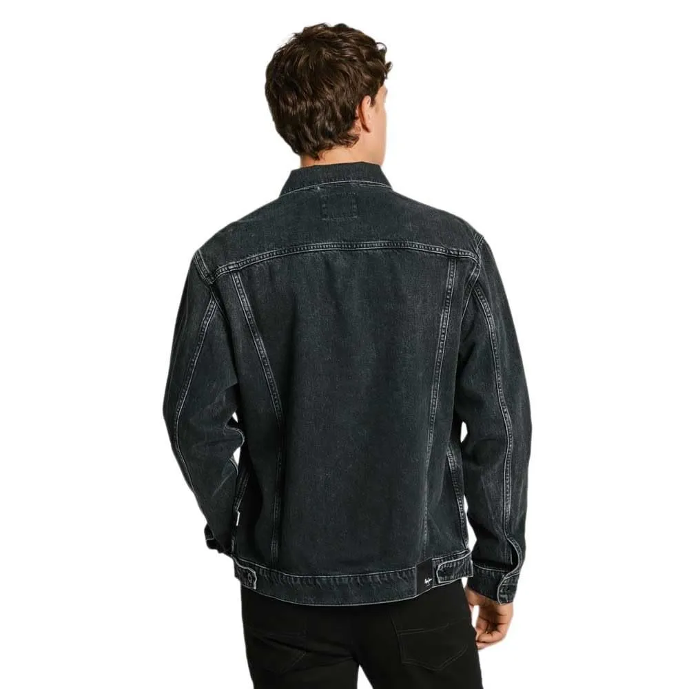 Pepe Jeans giacca jeans uomo M nero usato destroyed
