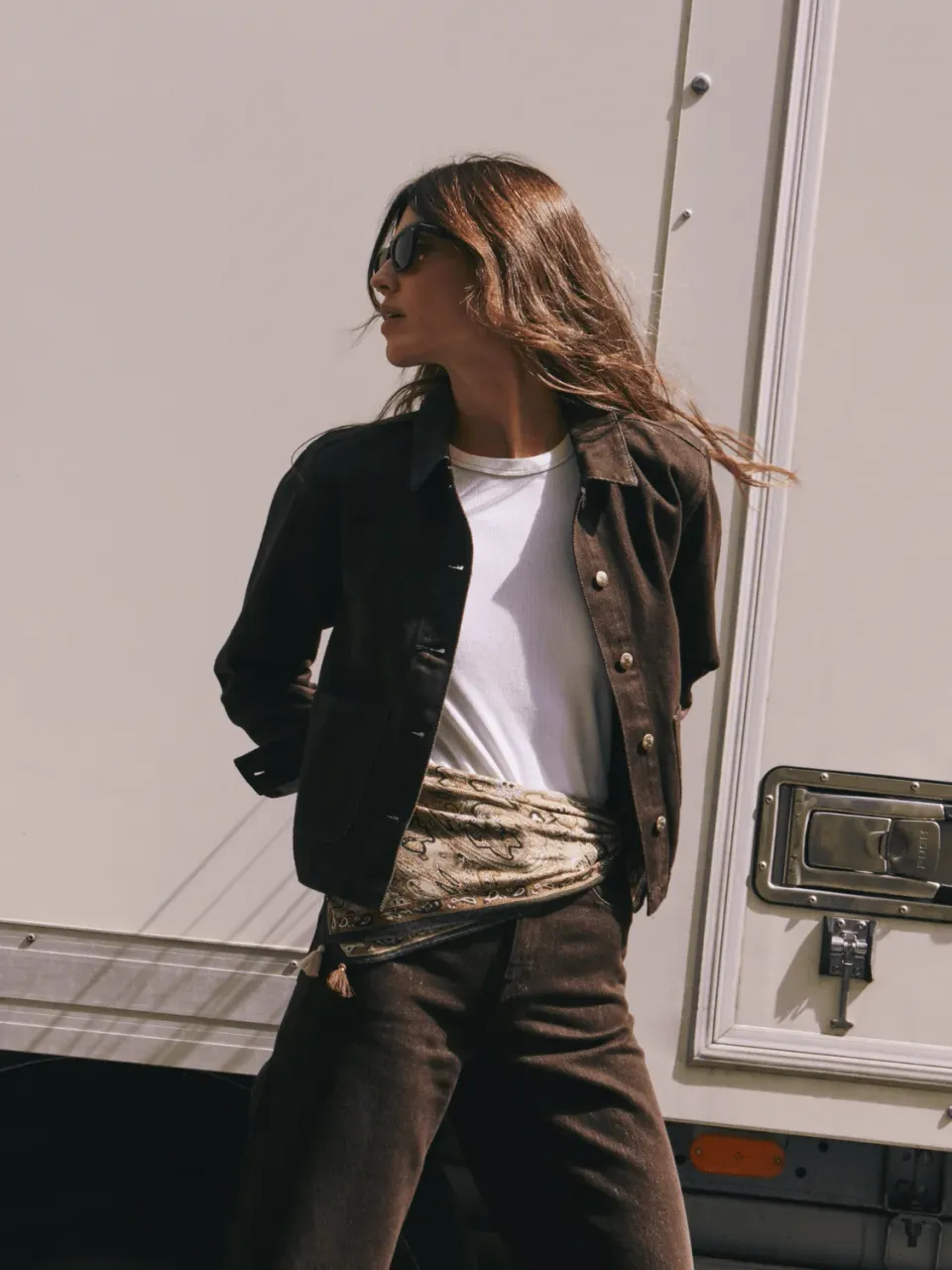 Oraije Vila giacca denim marrone cotone