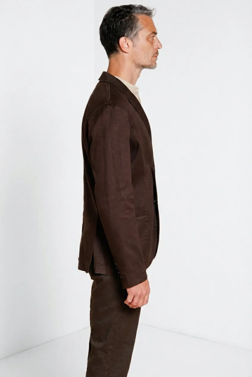 Mason's Da Vinci blazer uomo twill lino marrone