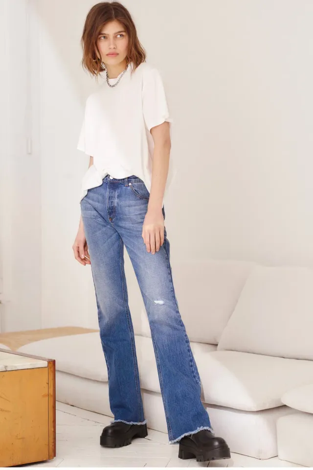 Acquaverde t-shirt lunga Off White effetto usato cotone