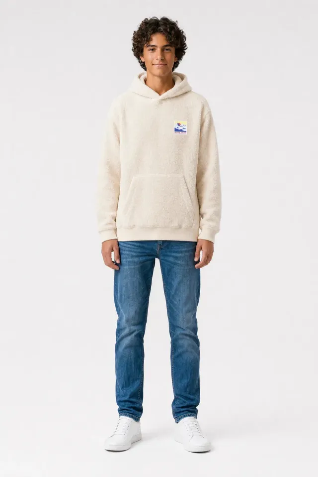 Teddy Smith S-Oft Hoody Jr Felpa Bambino Crema Sherpa