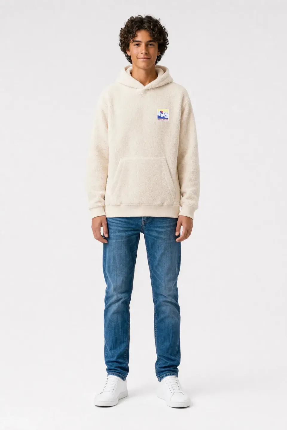 Teddy Smith S-Oft Hoody Jr Felpa Bambino Crema Sherpa