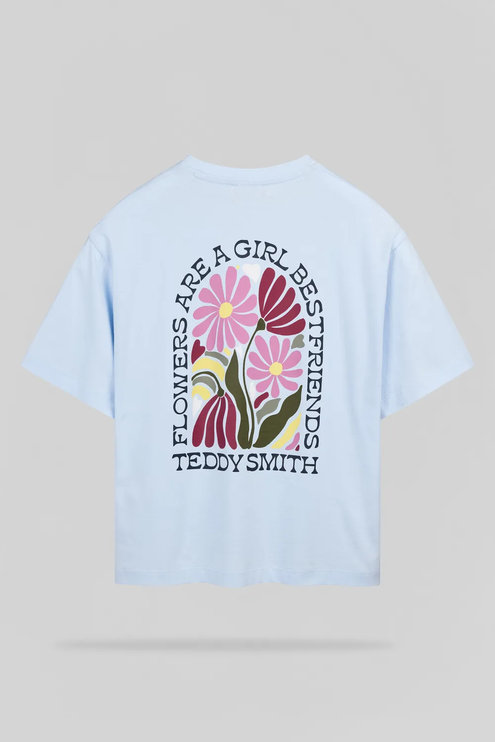 Teddy Smith T-Flowa t-shirt donna azzurro stampa fiori loose fit