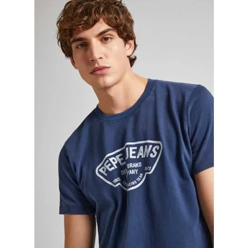 Pepe Jeans Cherry T-Shirt Uomo L Blu Stampa Frontale