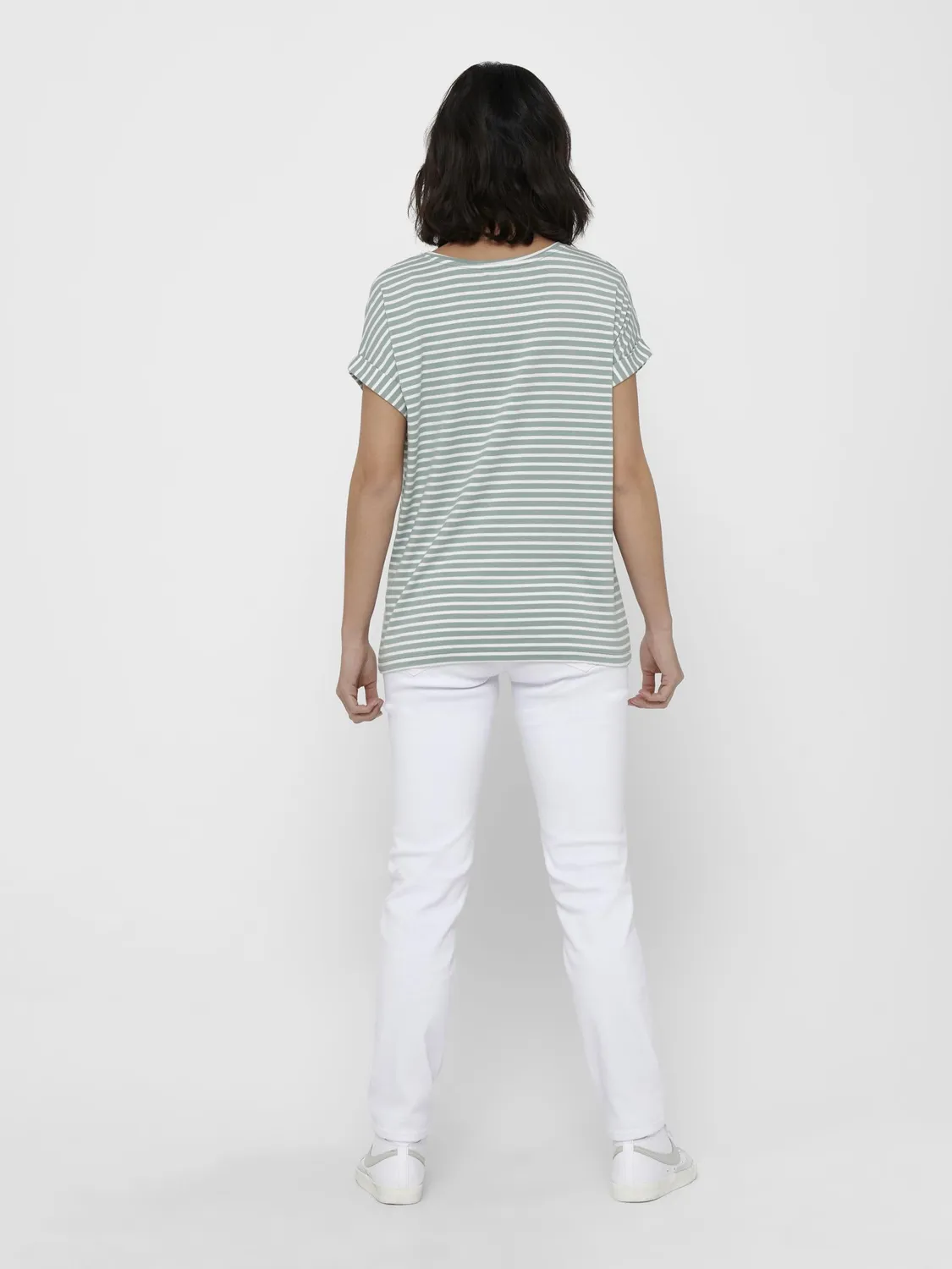 ONLY Solo maglia righe manica corta scollo rotondo Cloud Dancer