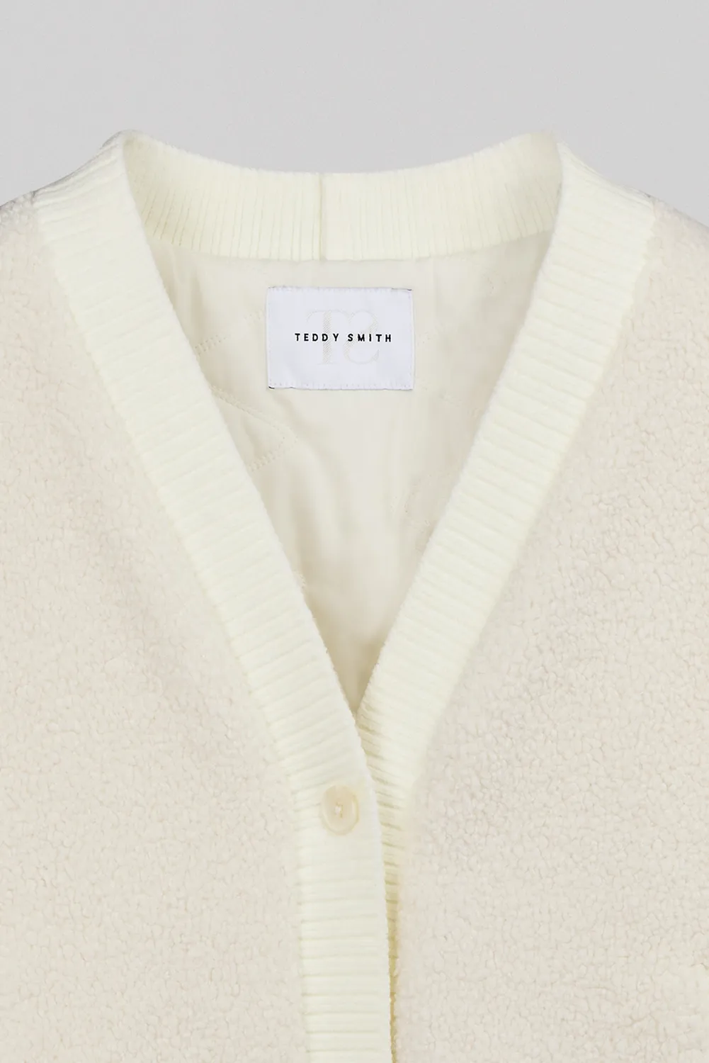 Teddy Smith G-ATESS MIDDLE WHITE cardigan sherpa ecrù donna
