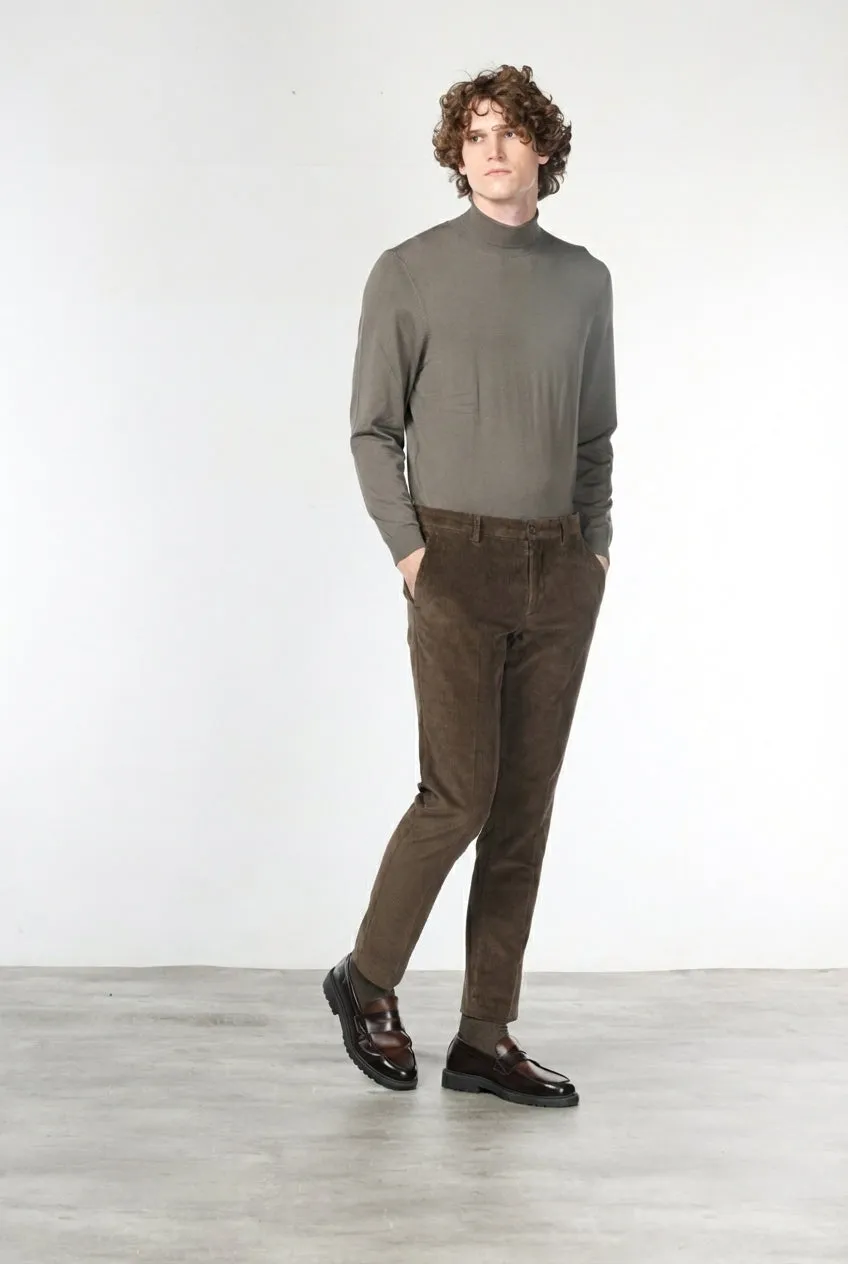 Mason's Milano chino uomo velluto marrone extra slim 500 righe